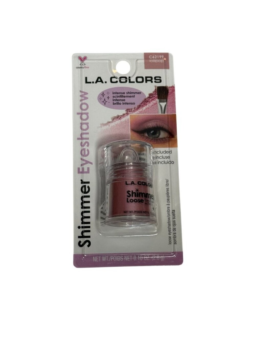 LA Colors Shimmer Loose Eyeshadow Pink Rose Lollipop w Brush New